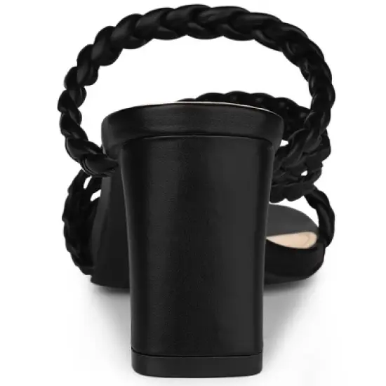 Perphy Square Toe Braided Heeled Chunky Heels Sandals for Women image {2}