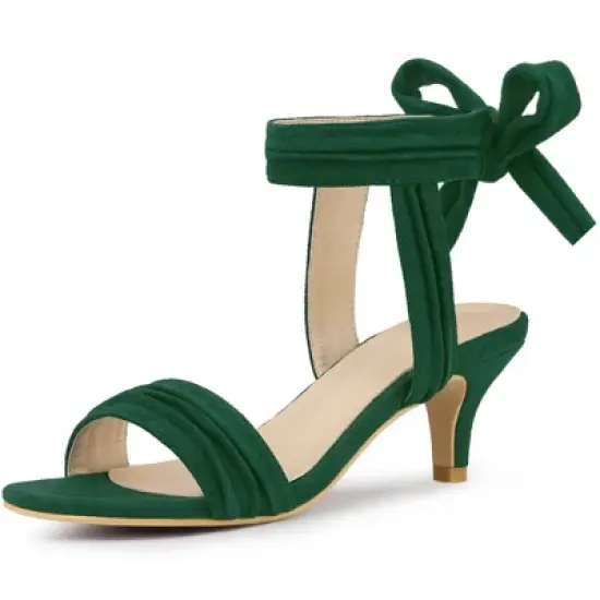 Perphy Women's Open Toe Ankle Tie Bridal Kitten Heels Sandals image {7}