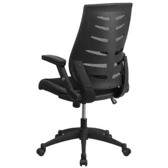 Designer Mesh High Back Executive Swivel Ergonomic Office Chair with Flip Up Arms Black - Flash Furniture image {2}