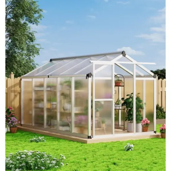 6x10 FT Large Aluminum Greenhouses with Roof Vent Walk-in Green Houses for Winter Garden Backyard Patio Lawn image {7}