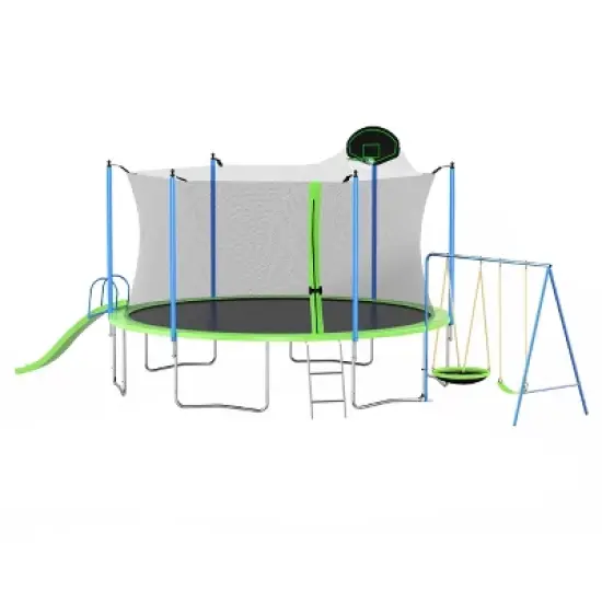 Dexmalle 14FT Trampoline with Slide and Swings image {13}