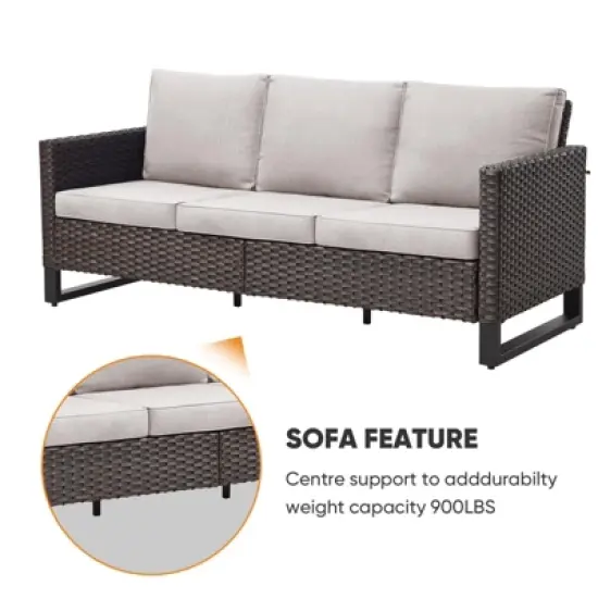 4 Pieces Patio Furniture Set with Fire Pit Table, Outdoor Furniture Set with Rocking Swivel Chairs, Wicker Patio Set with 4'' Thickened Cushion image {13}