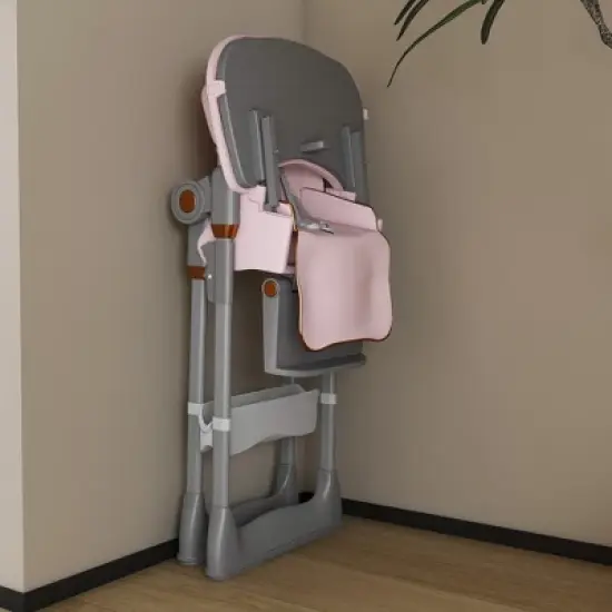 Angel Sar Adjustable Baby High Chair 0-6 Years, Portable Infant Feeding Seat with Safety Belt & Wheels for Home Use image {7}