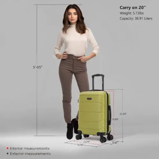 DUKAP Sense Lightweight Hardside Carry On Spinner Suitcase - Green image {6}