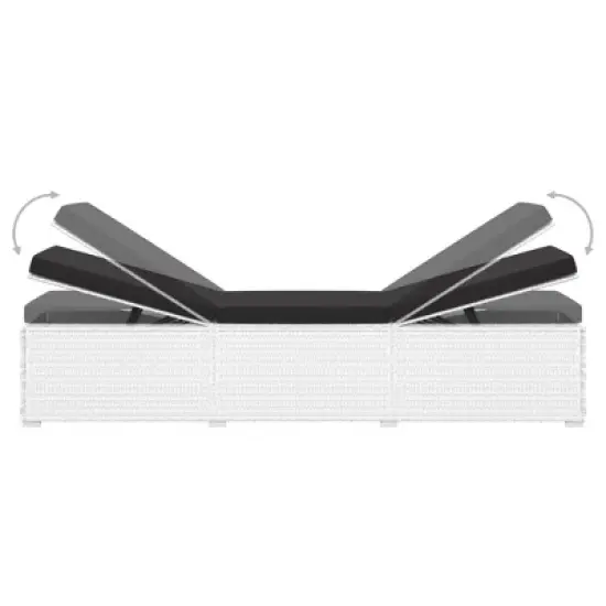 vidaXL Sun Lounger White PE rattan 76.8 in x 23.6 in x 12.2 in image {7}