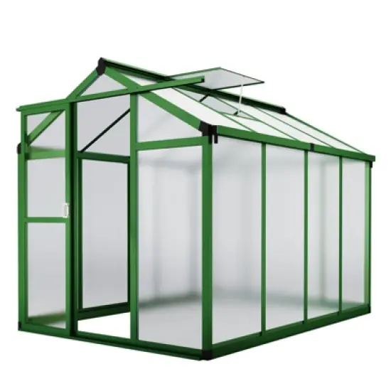 6x8 FT Large Aluminum Greenhouses Heavy Duty Polycarbonate Walk-in Green Houses with Roof Vent for Winter Garden image {6}