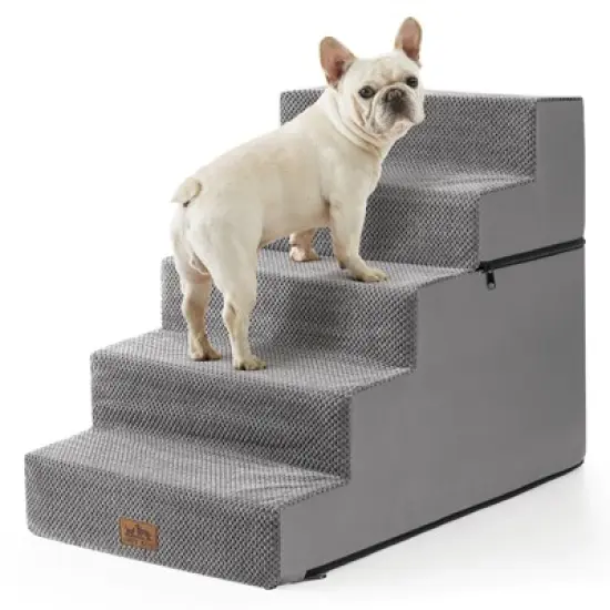5-Tier Widened Support Pet Stairs, Non-Slip Foldable Dog Steps for Bed & Couch with Removable Cover image {12}
