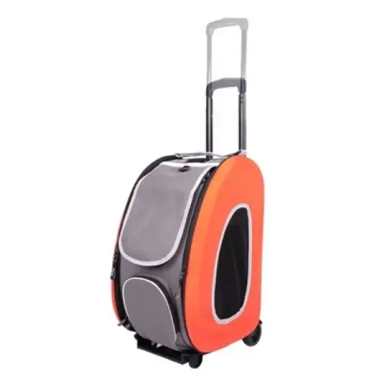 Ibiyaya Compact Multifunctional 5-in-1 EVA Convertible Foldable Small Pet Carrier/Stroller Combo System for Dog or Cat up to 16 Pounds, Orange image {4}