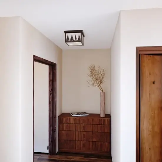 VAXCEL Yosemite Bronze Rustic Tree Square Indoor Outdoor Flush Mount Ceiling Light image {6}