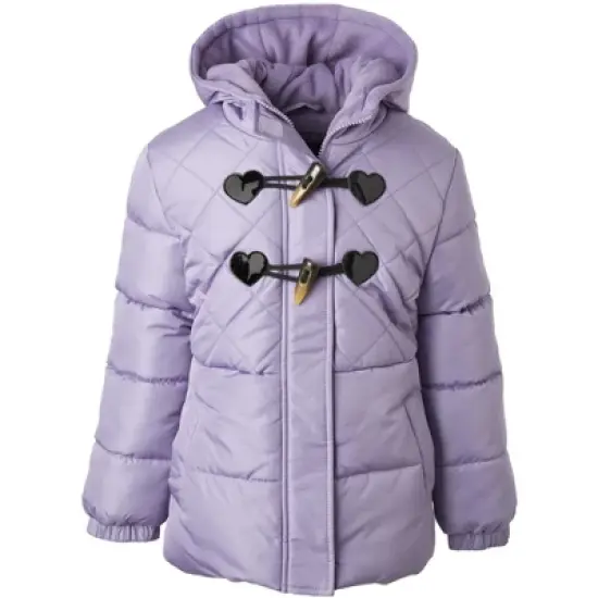 Pink Platinum Toddler Girl Diamond Quilt Toggle Puffer Jacket image {2}