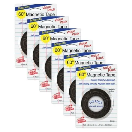Magic-Mounts&reg; Magnetic Tape, 1/2" x 60" Roll, Pack of 6 image {2}