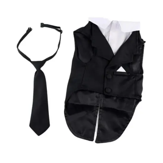 Midlee Dog Tuxedo Wedding Suit- Black Top Hat & Leash image {3}