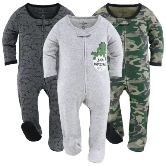The Peanutshell Footed Baby Sleepers for Boys, Dino Camo, 3-Pack Newborn to 12 Months image {7}