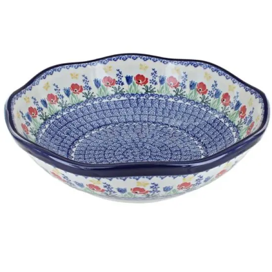 Blue Rose Polish Pottery 273 Ceramika Artystyczna Large Scallop Bowl image {11}