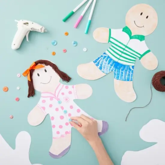 Paper People Cutouts - 36-Pack 16 x 12-Inch Blank People Shapes, 300 GSM Large Person Shapes for Kids Craft DIY, School Art Project image {1}