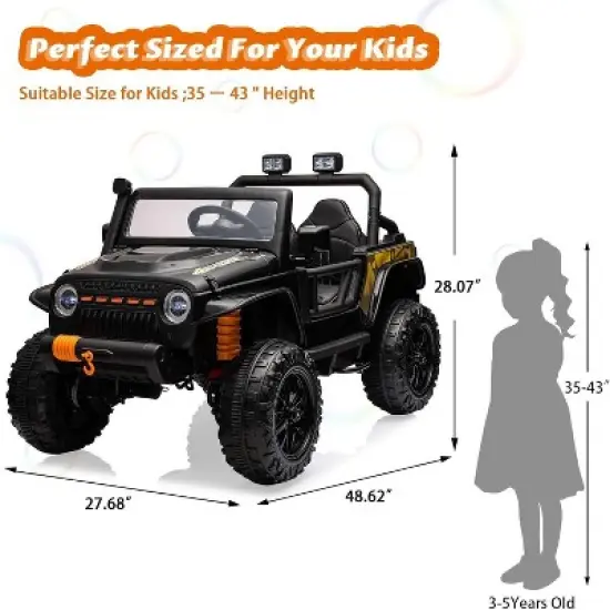 24V 2-Seater Ride-On Truck for Kids with Remote Control, 4x55W Motors, Soft Braking, Suspension, LED Lights image {1}