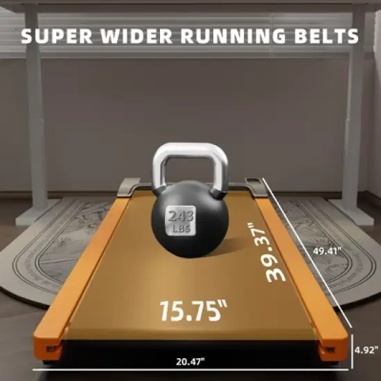 SEVOBAL Home Gyms Incline Walking 6 Degree Pad Treadmill, Portable Compact Under Desk, Suitable for Home, Upright Stand, Beige, 49.2"*20.47"*4.92" image {2}