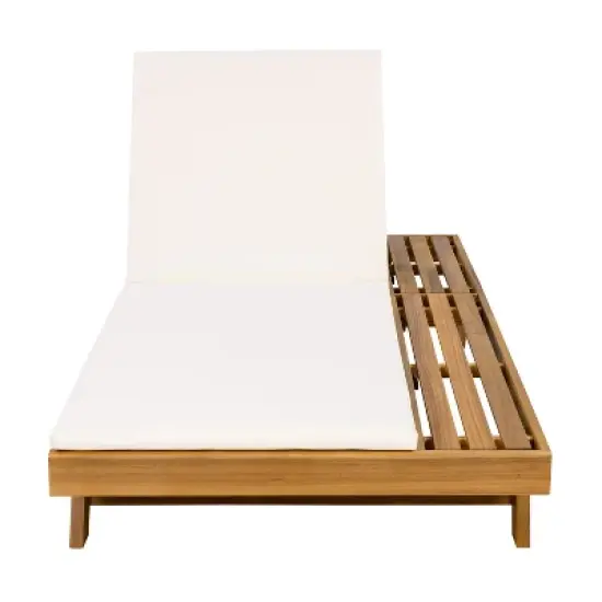 Christopher Knight Home Dara Outdoor Acacia Wood Adjustable Chaise Lounge with Cushion and Flat Storage Surface (Set of 2) image {2}