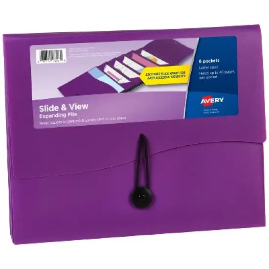 Avery Slide & View Expanding File Folder, 6 Pockets, Letter Size, 1 Plum Folder (73543) image {7}