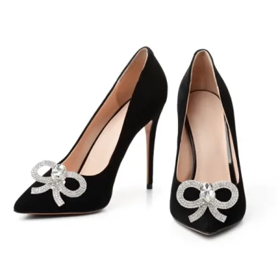 Unique Bargains Women's Rhinestone Shoe Buckle 2.17"x1.57" Silver Tone 2 Pcs image {5}