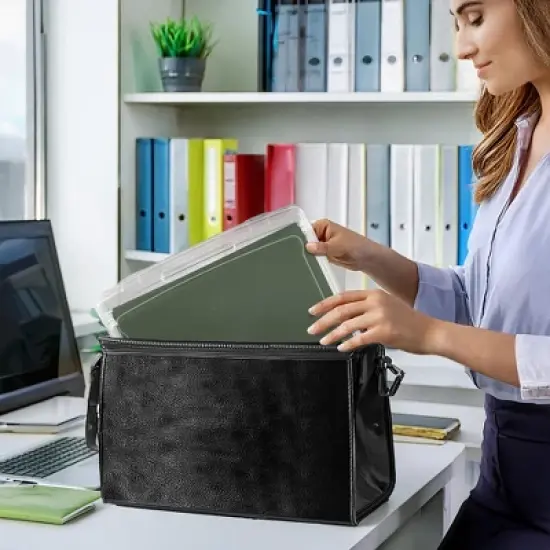 Sorbus Hanging File Organizer Bins Clear Plastic Stackable for Document Storage image {3}