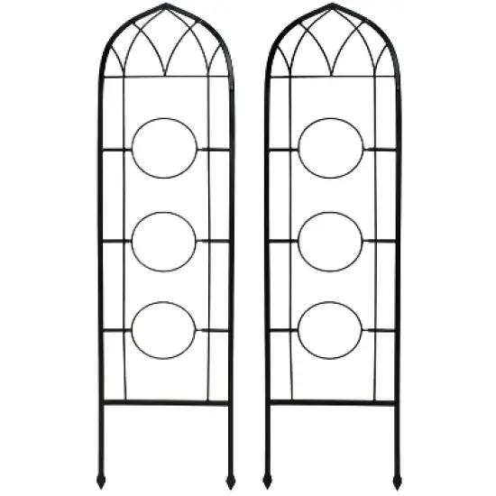 Sunnydaze Steel Wire Arched Climbing Plants Wall Trellis with Flowerpot Supports - 48" H - Black - 2-Pack image {8}