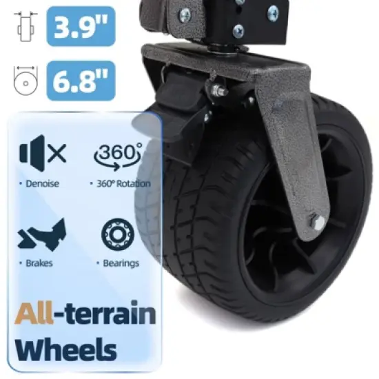 FATMOON Collapsible Utility Wagon Cart,with 6.8 All-Terrain Wheels & Adjustable Handle&ndash;390LB Capacity for Beach,Camping,Shopping,Outdoor,Off-White image {3}