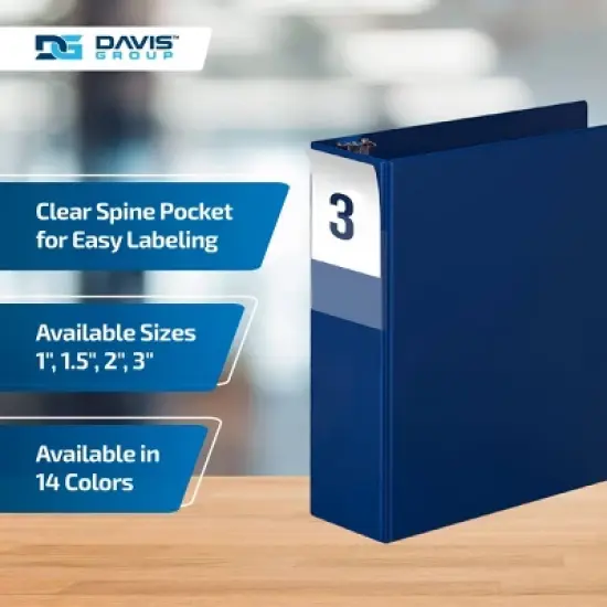 Premium Economy 3" Angle D Ring Binder 6pk Royal Blue: Davis Group, Hard Cover, 625 Sheet Capacity, 2 Pockets, 3" Size image {4}