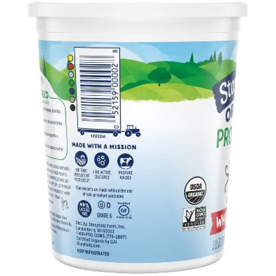 Stonyfield Organic Probiotic Vanilla Whole Milk Yogurt - 32oz image {2}
