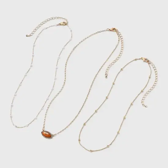 Game Day Football Pendant Necklace Set 3pc - Wild Fable&trade; Gold image {1}