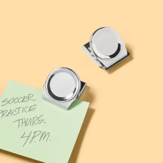 2ct Magnetic Clips Silver - up&up&trade;: Fridge Magnet Clips, Metal, Black & Silver, 1.45" Height, 2 Pack image {1}