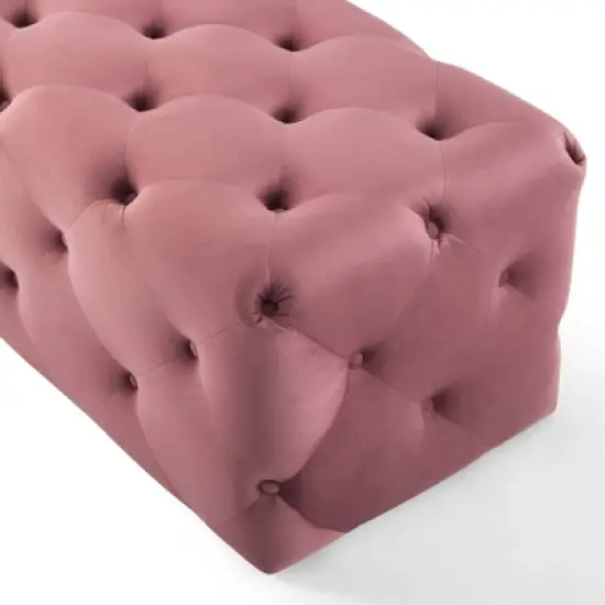 60" Amour Tufted Button Entryway Performance Velvet Bench Dusty Rose - Modway image {4}