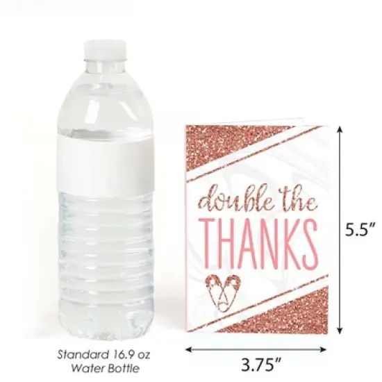 Big Dot of Happiness It's Twin Girls - Pink and Rose Gold Twins Baby Shower Thank You Cards (8 count) image {2}