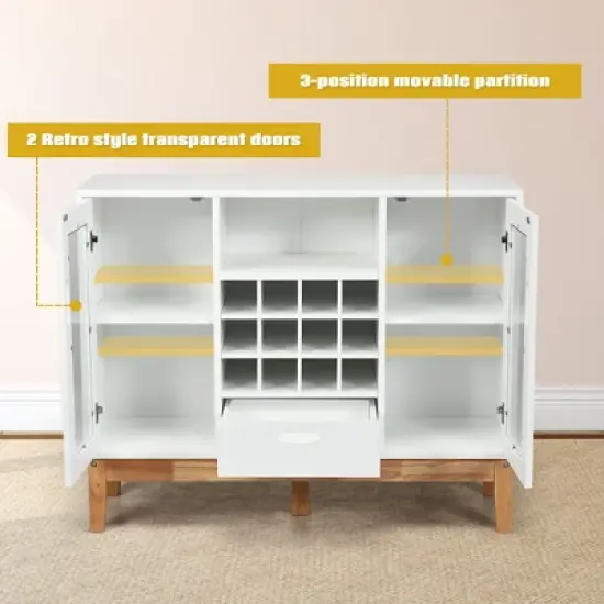 Costway Wood  Storage Cabinet w/ Rack & Drawer image {6}