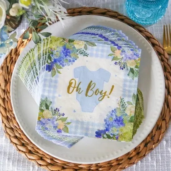 Kate Aspen Floral & Gingham Baby Shower Onesie Tableware Set image {3}