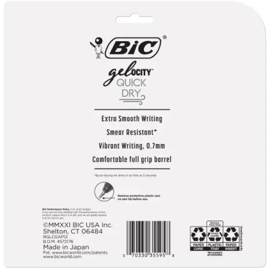 BIC Gel-ocity Quick Dry Gel Pens 0.7mm Medium Point Multicolor 12ct image {10}