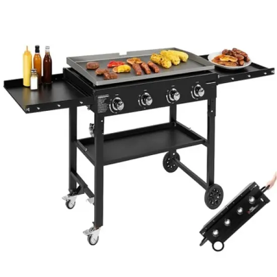 SUGIFT 4-Burner Flat Top Gas Griddle Cooking Station - Foldable Portable Propane Grill image {12}