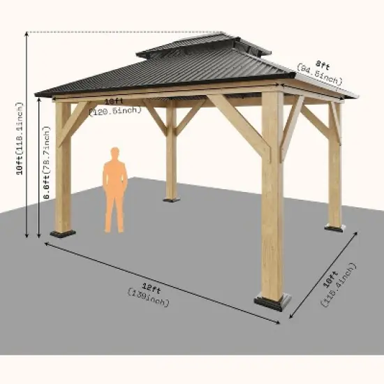 AMERLIFE Spruce Wood Gazebo with Storage Bar Counter image {2}