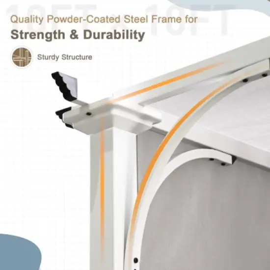 EAGLE PEAK 10'x10' Outdoor Pergola Canopy, Retractable Textilene Shade image {3}