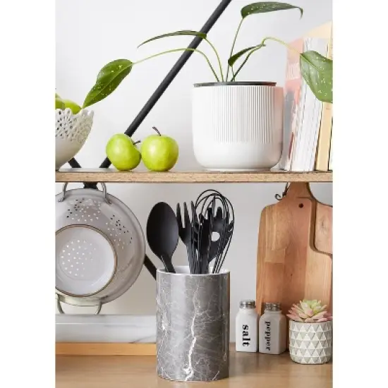 Design Imports Black Marble Ceramic Utensil Holder image {7}