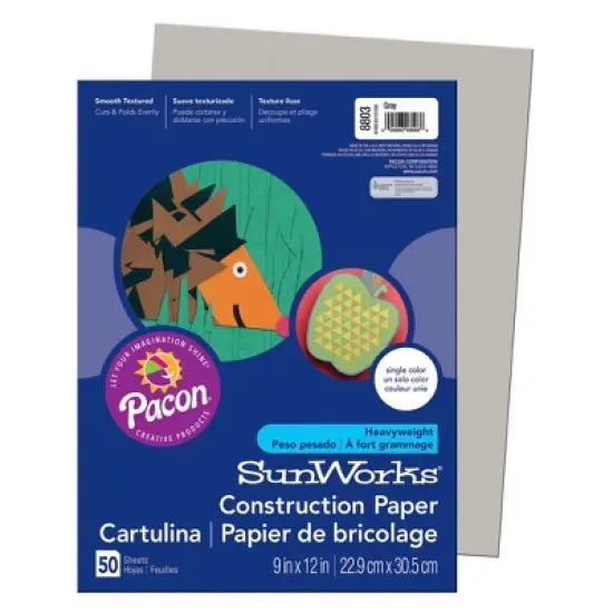 Prang&reg; Construction Paper, Gray, 9" x 12", 50 Sheets Per Pack, 10 Packs image {1}