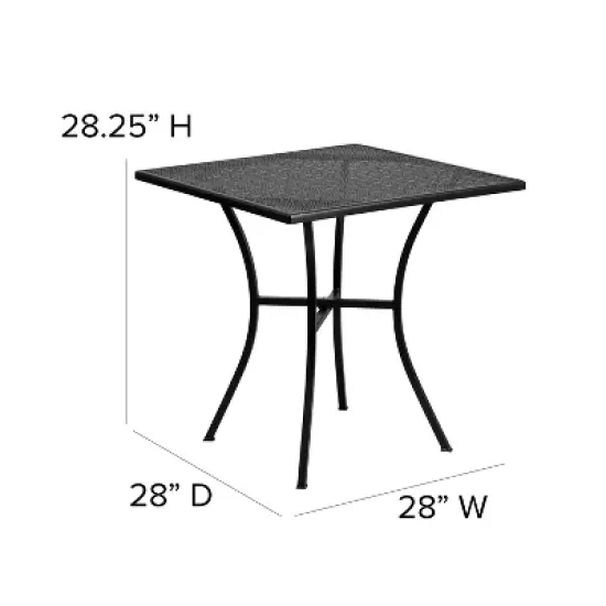 Emma and Oliver Commercial Grade 28" Square Colorful Metal Garden Patio Table image {3}