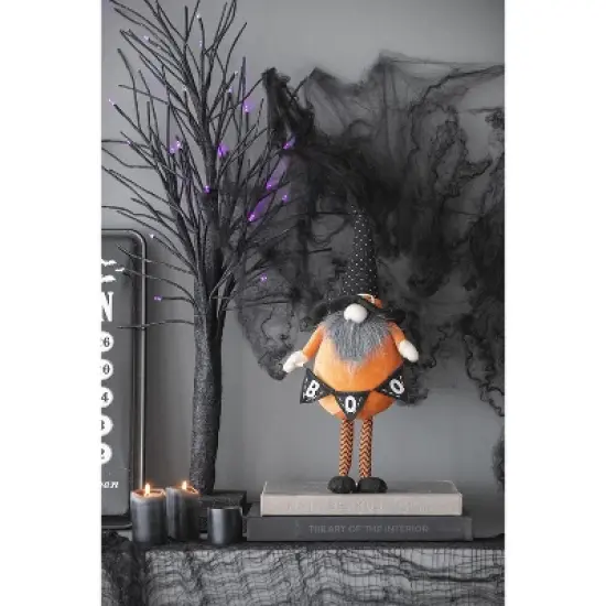 Gulches 6.3x4.3x16" Fabric Standing Orange Gnome, Halloween Decor with Banner image {2}