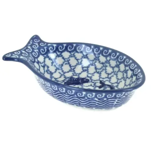 Blue Rose Polish Pottery E26 Ceramika Artystyczna Small Fish Dish image {1}