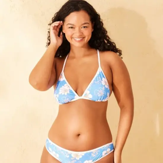 Women's Contrast Binding Triangle Bikini Top - Wild Fable&trade; Blue Floral Print image {3}