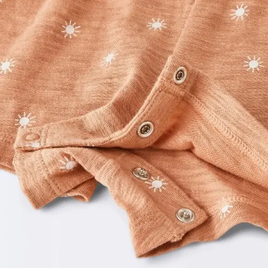 Baby Girls' Sun Stamps Printed Ruffle Romper - Cloud Island&trade; Tan image {3}