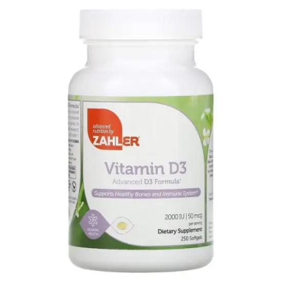 Zahler Vitamin D3 2000IU Advanced Formula, Supports Healthy Bones & Immune System, Kosher Dietary Supplement - 250 Softgels image {2}