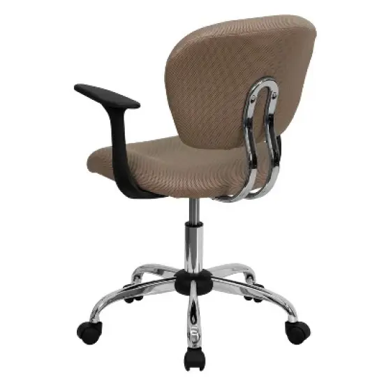 Emma and Oliver Mid-Back Coffee Brown Mesh Padded Swivel Task Office Chair with Arms image {2}