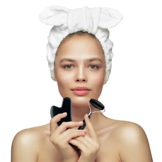 Spa Sciences Black Obsidian Stone Gua Sha & Roller Massage Tools - 2pk image {3}