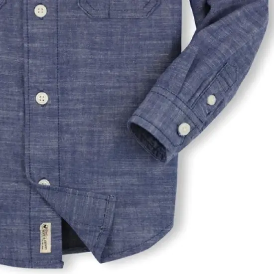 Hope & Henry Boys' Organic Cotton Long Sleeve Chambray Button Down Shirt, Kids image {2}